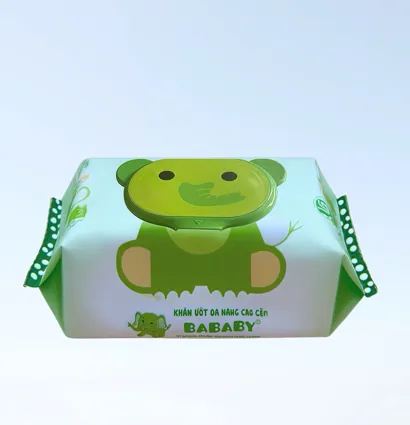 Khăn Ướt Cao Cấp Bababy - Con voi (Xanh Lá)